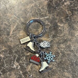 Coach Silver and Red Charm Keychain